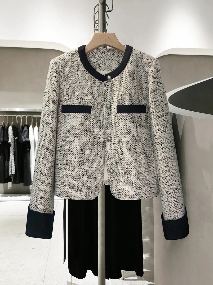 春フレンチヴィンテージ小香風気質スーツジャケットショートシングルブレストデザインスーツアウタージャケット高級感　着やせ百掛け流行り