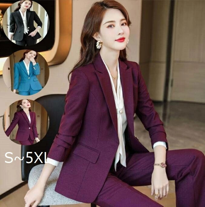 スーツセット 女性スーツ 立体 エレガント フォーマルスーツ カジュアルスーツ 韓国風 レディーススーツ セレモニースーツ 2点セット パーティー スーツ ジャケット+パンツ ズボン 上下セット ママ