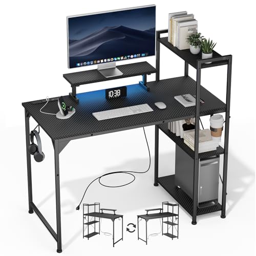 サイズ：幅120CM DOMICON パソコンデスク 黒 幅120CM 棚付き コンセント付き ゲー