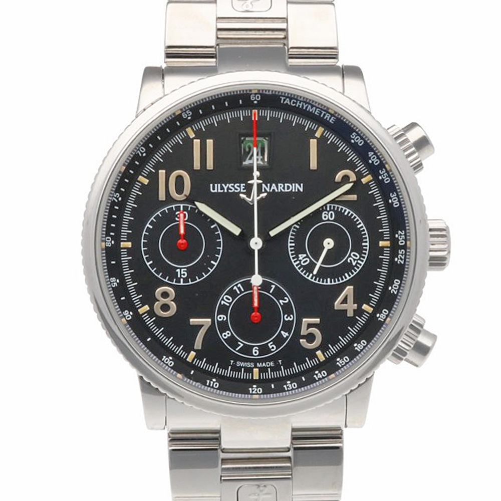 ユリス・ナルダン マリーン クロノグラフ 腕時計 ステンレススチール 363-22 自動巻き 1年保証 Ulysse Nardin 中古