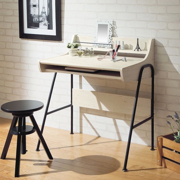 パソコンデスク おしゃれ 幅78 ホワイト 白木目