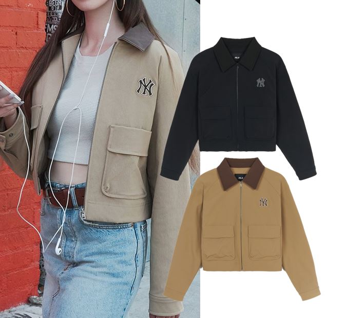 Womens Basic Collar Crop Work Jacket