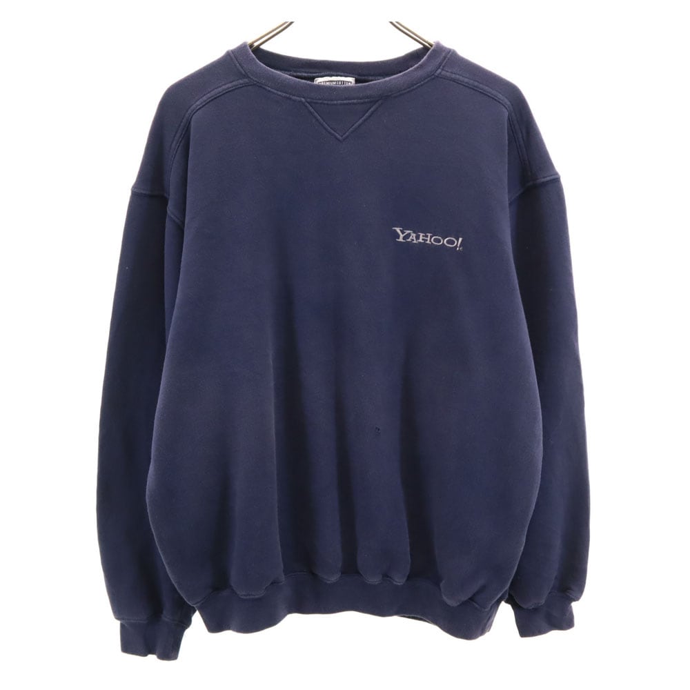 00s ネパール製 ヤフー 長袖 前V スウェット M ネイビー 裏起毛 メンズ