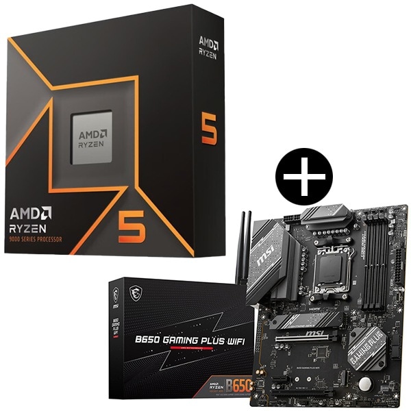 Ryzen 5 9600X W/O Cooler WOF (6C/12T 3.9GHz 65W) CPU + MSI B650 GAMING PLUS WIFI マザーボード セット