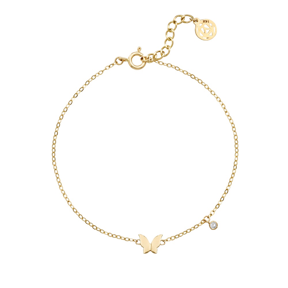 14K 18K ルブルーム フラット蝶ブレスレット