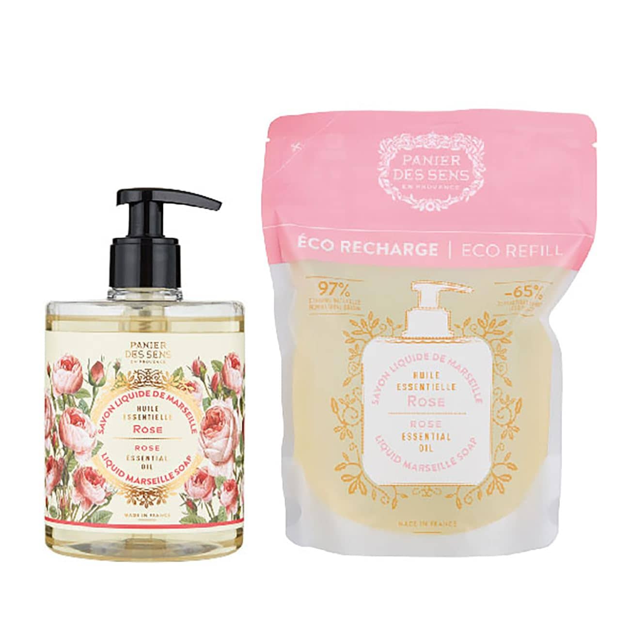 Panierdessens(パニエデサンス) エッセンシャルズ リキッドマルセイユソープ 本体＆リフィル フランス製 ローズの香り 全身洗浄