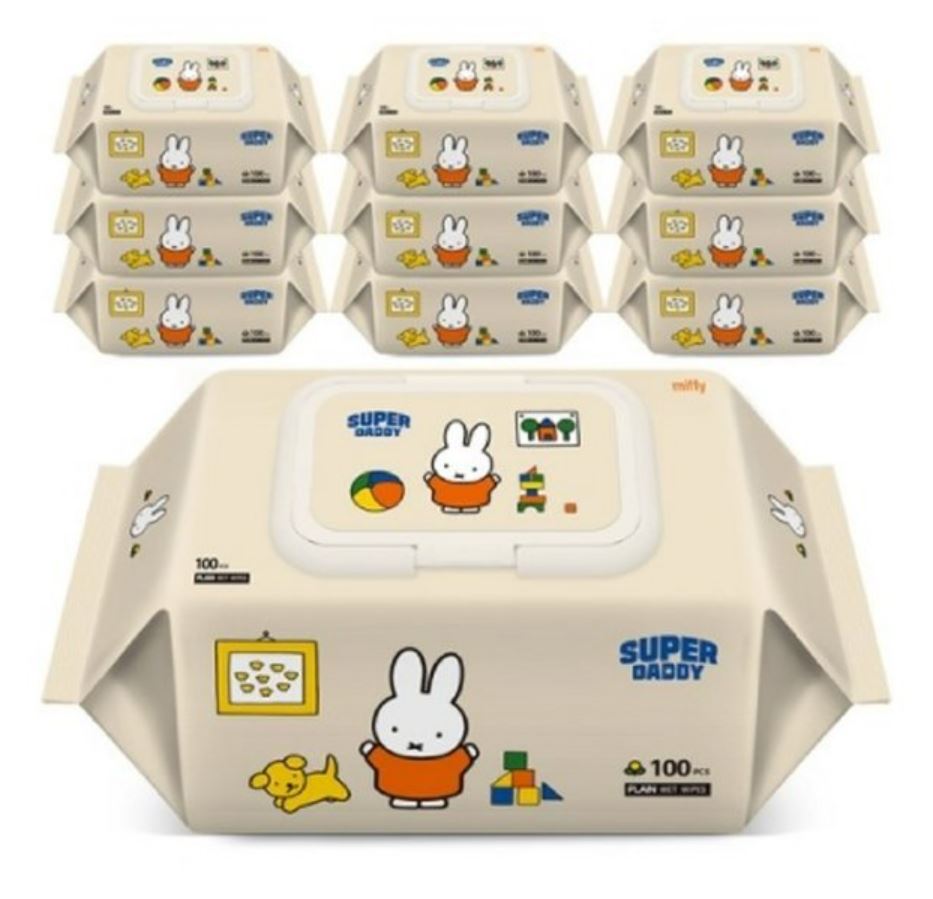 おしりふき スーパーダディ 低刺激 ミッフィー ソフト ベビーウェットティッシュ キャップ型 100枚 10パック