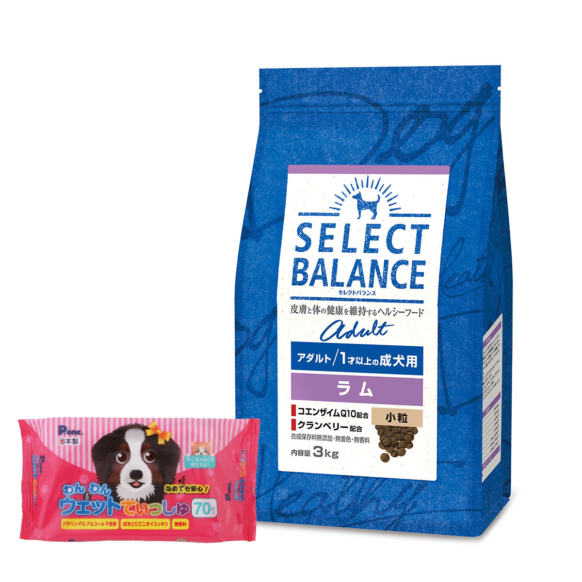 セレクトバランス アダルト ラム 小粒3kg【わんわんウエットてぃっしゅ1個付き】
