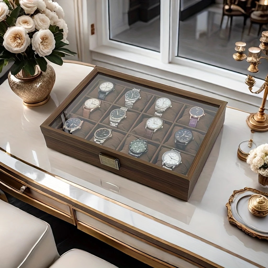 腕時計 収納ケース 12本収納 12スロット 時計ボックス ラグジュアリー ウォルナット 木製 ウォッチボックス 収納ボックス おしゃれ インテリア 6,300円