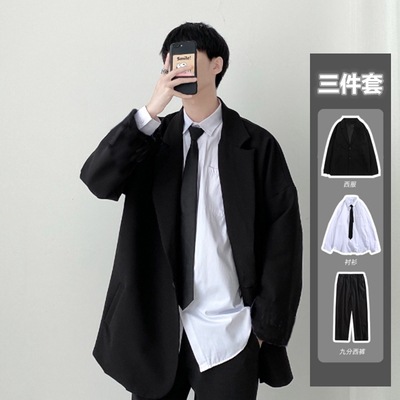 カジュアルスーツ男性日系DK制服ゆったり学生冬は厚毛ねスーツコート男装