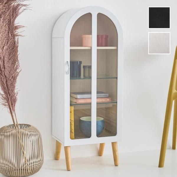 コレクションラック シェルフ ディスプレイ 収納 棚 おしゃれ かわいい モダン リビング 玄関 ガラス扉 ガラス板 棚板 可動棚 脚付き 白 ホワイト 黒 ブラック