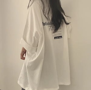 綿半袖Tシャツ女子ミディアム夏白ゆったりミディアム2023年韓国