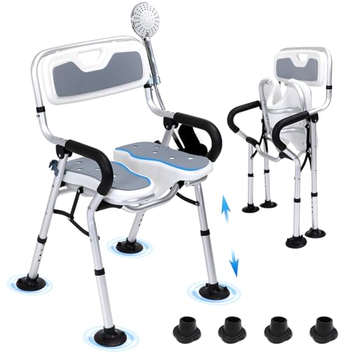 お風呂椅子 介護用品 折りたたみシャワーチェア 浴室 椅子 介護用 4段階高さ調節 バスチェア 入浴介護 立ち上がり補助 入浴チェア 耐荷重15