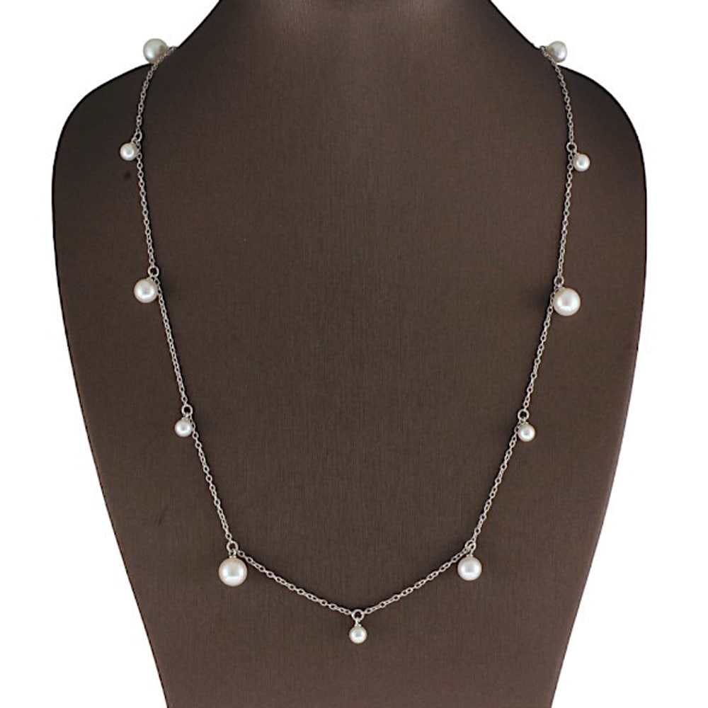 ミキモト ネックレス 18金 K18ホワイトゴールド パール MIKIMOTO 中古 美品