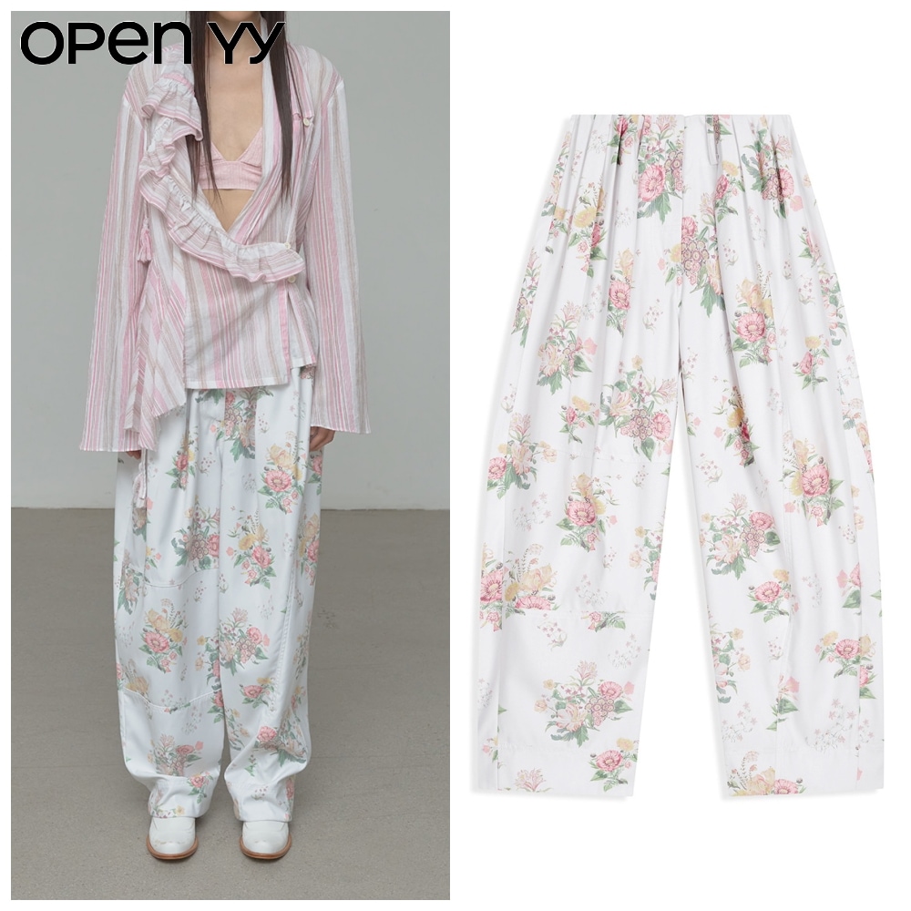 FLORAL FULL GATHER PANTS