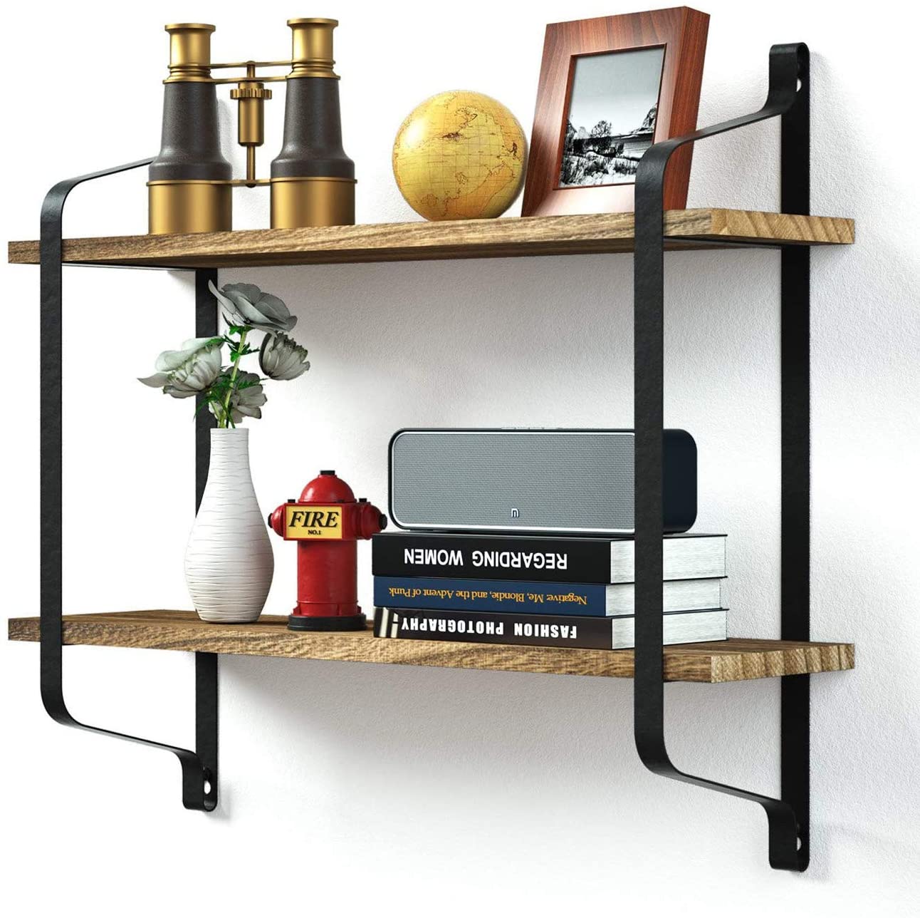 【本日限定価格】 ウォールシェルフ 幅60x奥行15x高さ51.5cm ナチュラル 整理 雑貨 収納