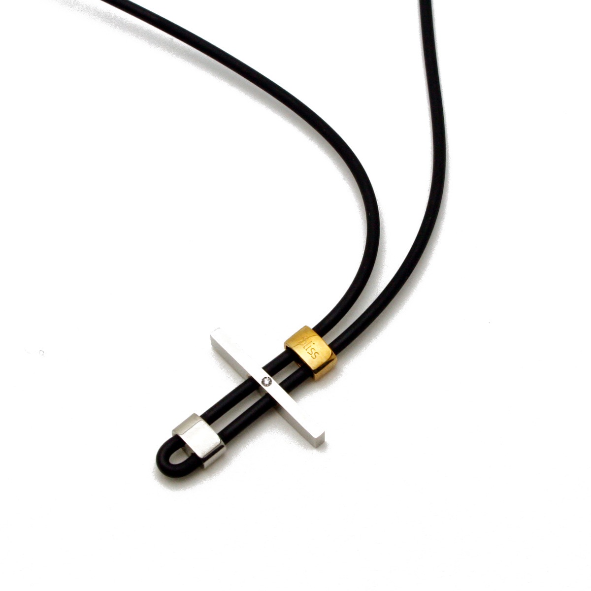 ブリス bliss クロスモチーフ ラバー ネックレス ステンレス/ダイヤモンド 0.01ct K13404