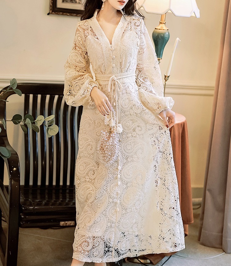 レディース チャイナ風 レースワンピース デート 結婚式 お呼ばれ ワンピース パフスリーブ ウエストリボン 総レース シースルー 大人可愛い ママコーデ ママファッション 韓国系 オルチャン 人気