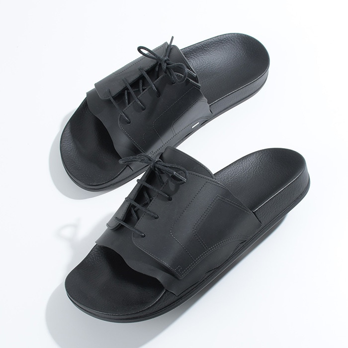 サンダル シューズ 靴 プール スライドサンダル S58WX0100 P5411 レディース ブラック ロゴ ラバーソール レースアップ