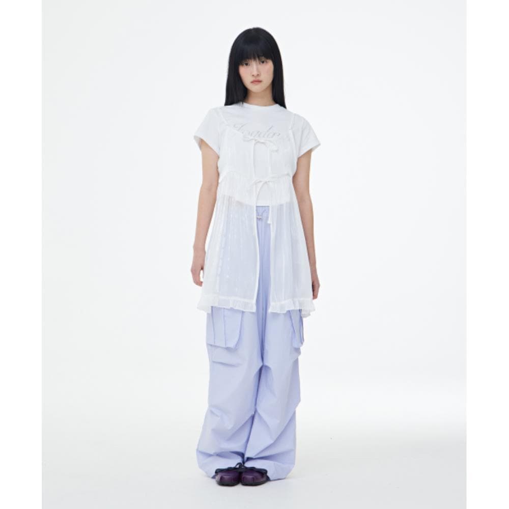 fogdawn 2way Sheer Glitter Dress white DA24FDR001WH