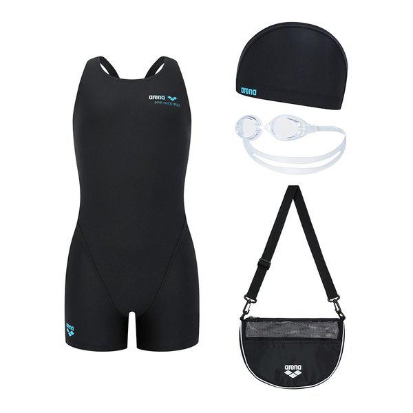 女児用サバイバル水泳キック＆プル 3/4丈半身キット（A5SG1KG04）BLK