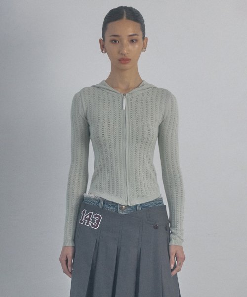 SCULPTOR アイレットジップアップパーカーペールミント