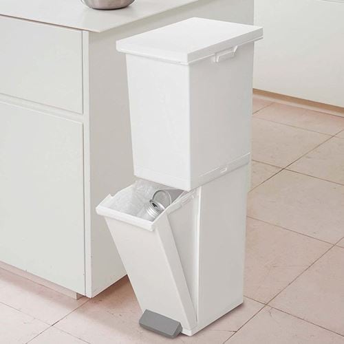 ゴミ箱 分別資源分別ごみ箱 スリム ダストボックス 上下2段式 袋止め付き 上段20.5L 下段15.5L 最大5分別