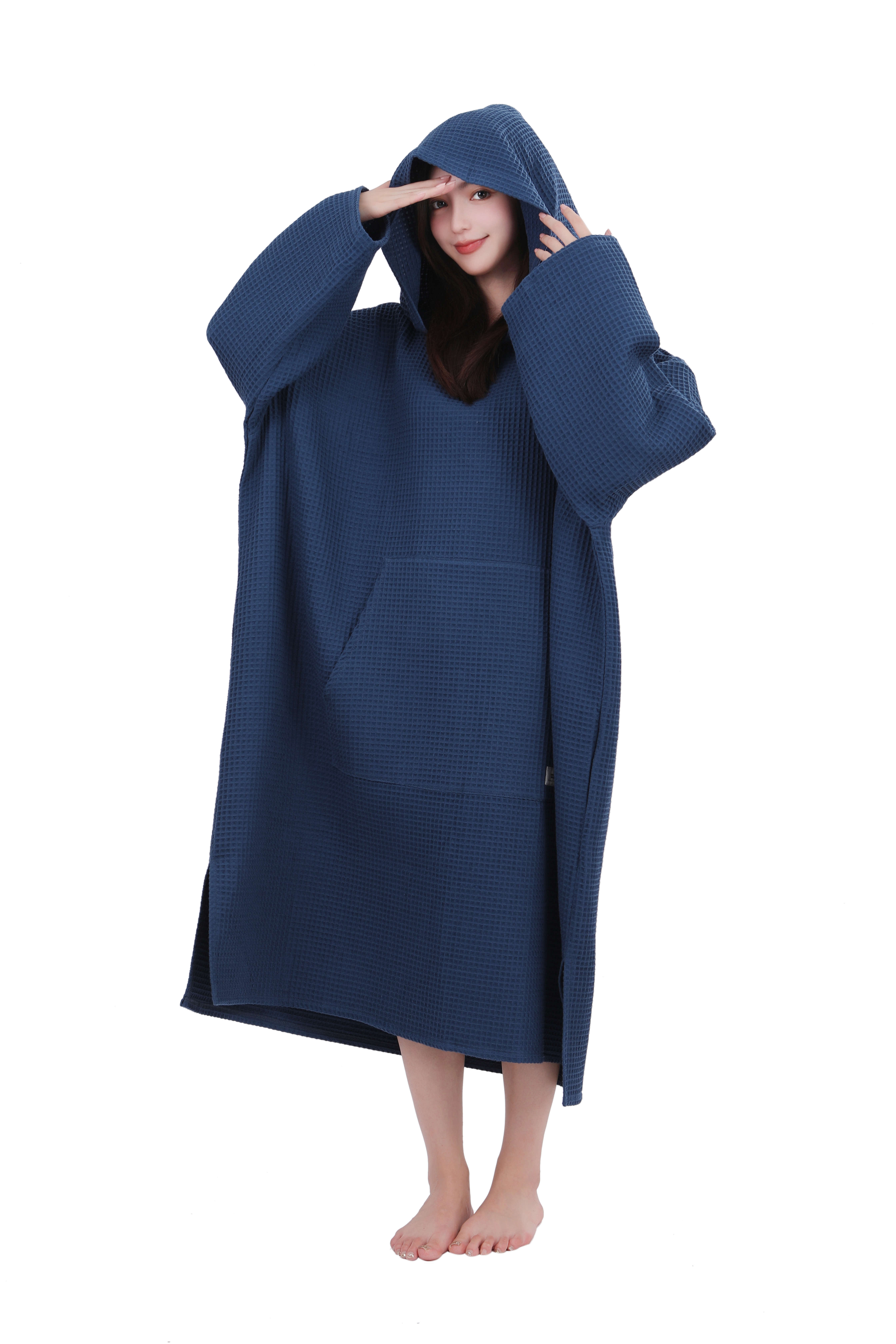サウナポンチョ サーフポンチョ メンズ レディース サウナ 部屋着 洗える 洗濯可能 ポケット付き ワッフルタオル