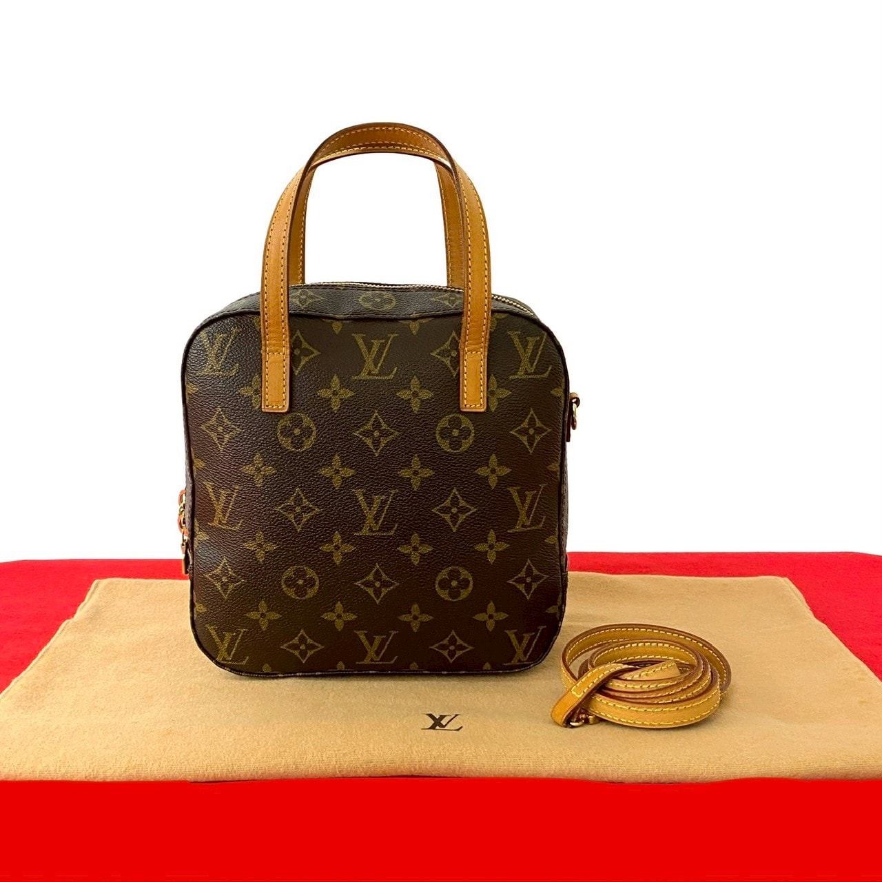 ヴィンテージ スポンティーニ モノグラムショルダーバッグ レザー ブラウン 47017