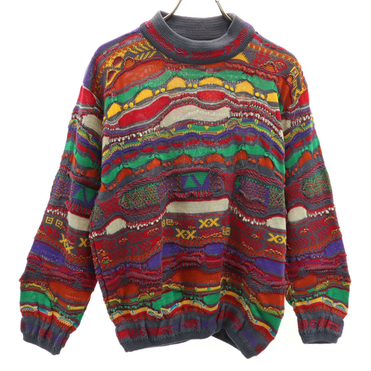 COOGI クージー オーストラリア製 総柄 長袖 3D ニット 12-14 マルチ セーター キッズ 古着