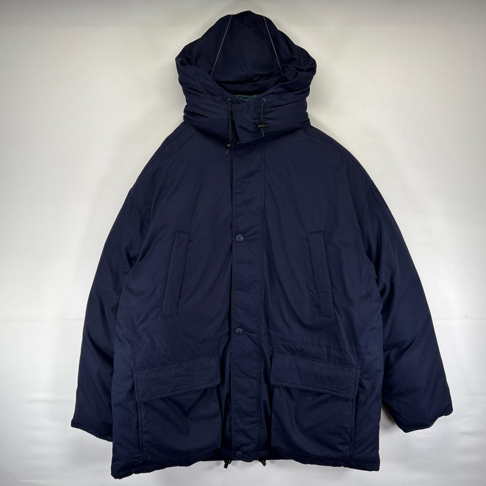 古着 ジャケット ダウンジャケット フルジップ 大きいサイズ アウトドア 2XL ネイビー系 メンズ