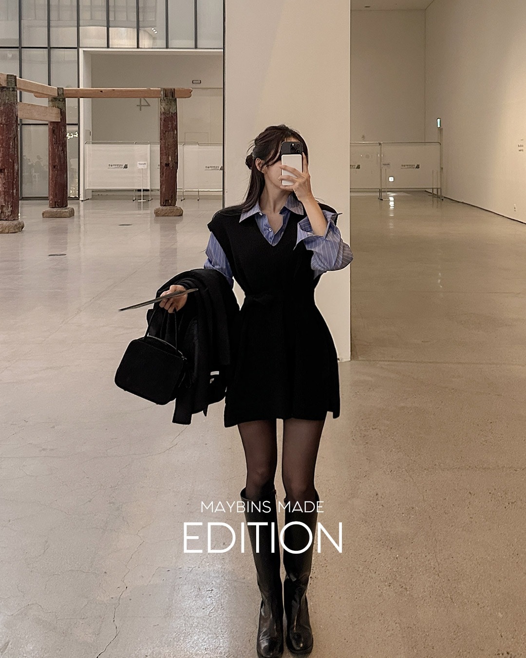 Vネックニットミニワンピース韓国ファッション レディース