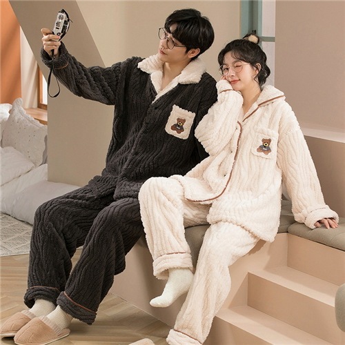 2024春新商品ペアパジャマ 冬 モコモコ カップル ペア ルームウェア セット 前開き 長袖 ペアパジャマ モコモコ メンズ ペアパジャマ カップル 秋冬 結婚祝い プレゼント ペアパジャマ カップ