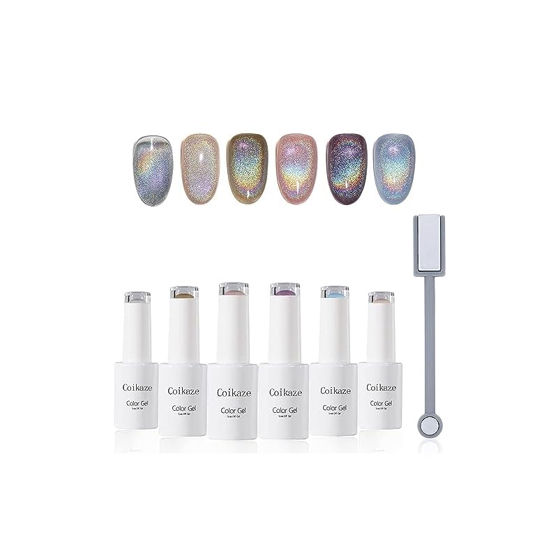 マグネットジェル Coikaze オーバル キャッツアイジェル 6色セット ギャラクシー カラージェル 猫目 キャツアイ UVLED対応 (レインボー)