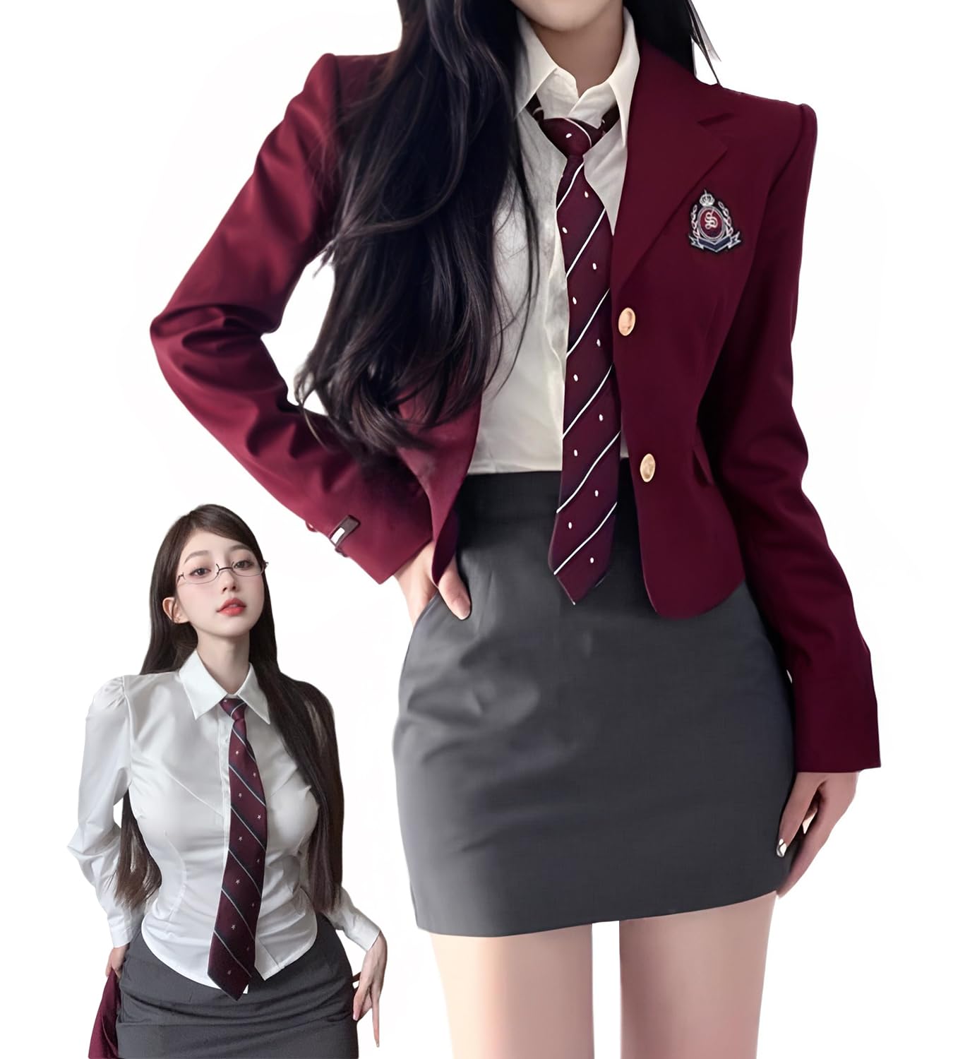 [JIURUN] 制服 ロリータ 5点セット ゴスロリ 衣装 軍服 ハロウィン コスプレ アニメ cosplay lolita 森ガール ロリータ プリーツ スカート ブラウス 女装 服 ゴシック ド