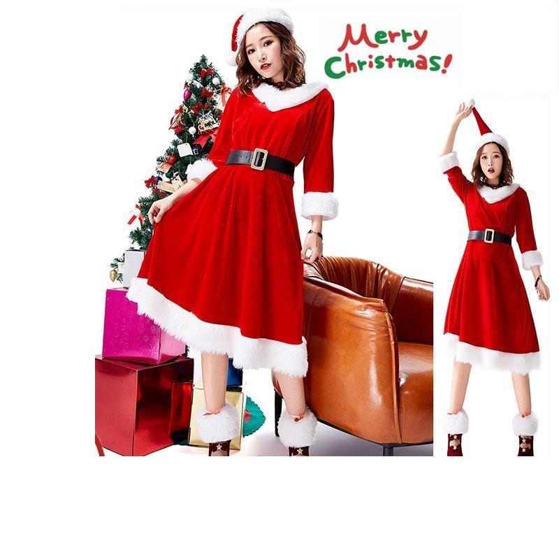 激安販売！サンタ コスプレ フレア 膝上丈 サンタ 4点セットサンタコス クリスマス コスプレ サンタ 衣装 サンタ コスプレ レディースコスチューム パーティー