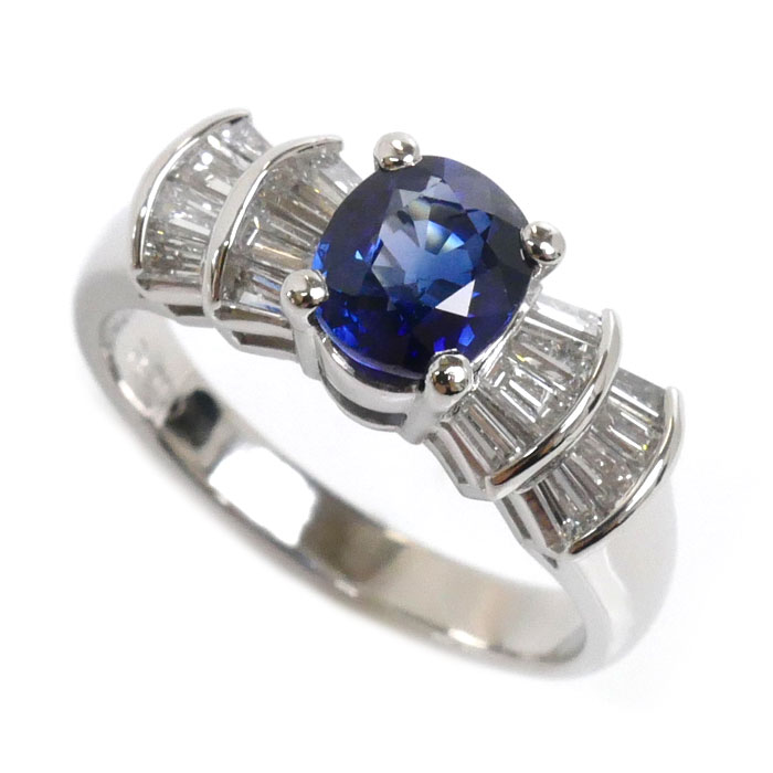 Pt900プラチナ サファイア リング・指輪 サファイア1.09ct ダイヤモンド0.54ct 11号 6.5g レディース 中古 美品