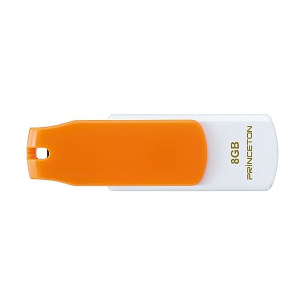 （まとめ）プリンストン USBフラッシュメモリーストラップ付き 8GB オレンジ/ホワイト PFU-T3KT/8GRTA 1個[x10セット]