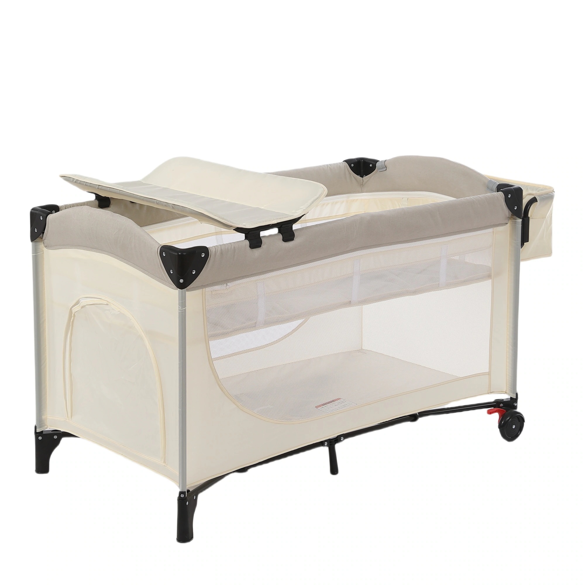 【国内発送&送·料·無·料】ベビーベッド 折りたたみ ベビーサークル おむつ替えテーブル付 お昼寝 収納 プレイヤード マットレス付 キャスター付き 多機能 軽量 出産祝い-55