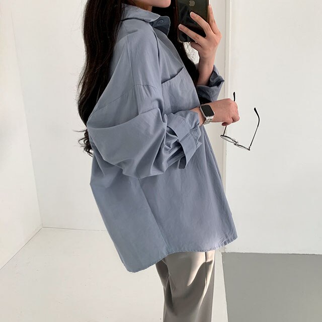 韓国の女性ファッション / ナチュラルなテクスチャーノーマルシャツ bs1016