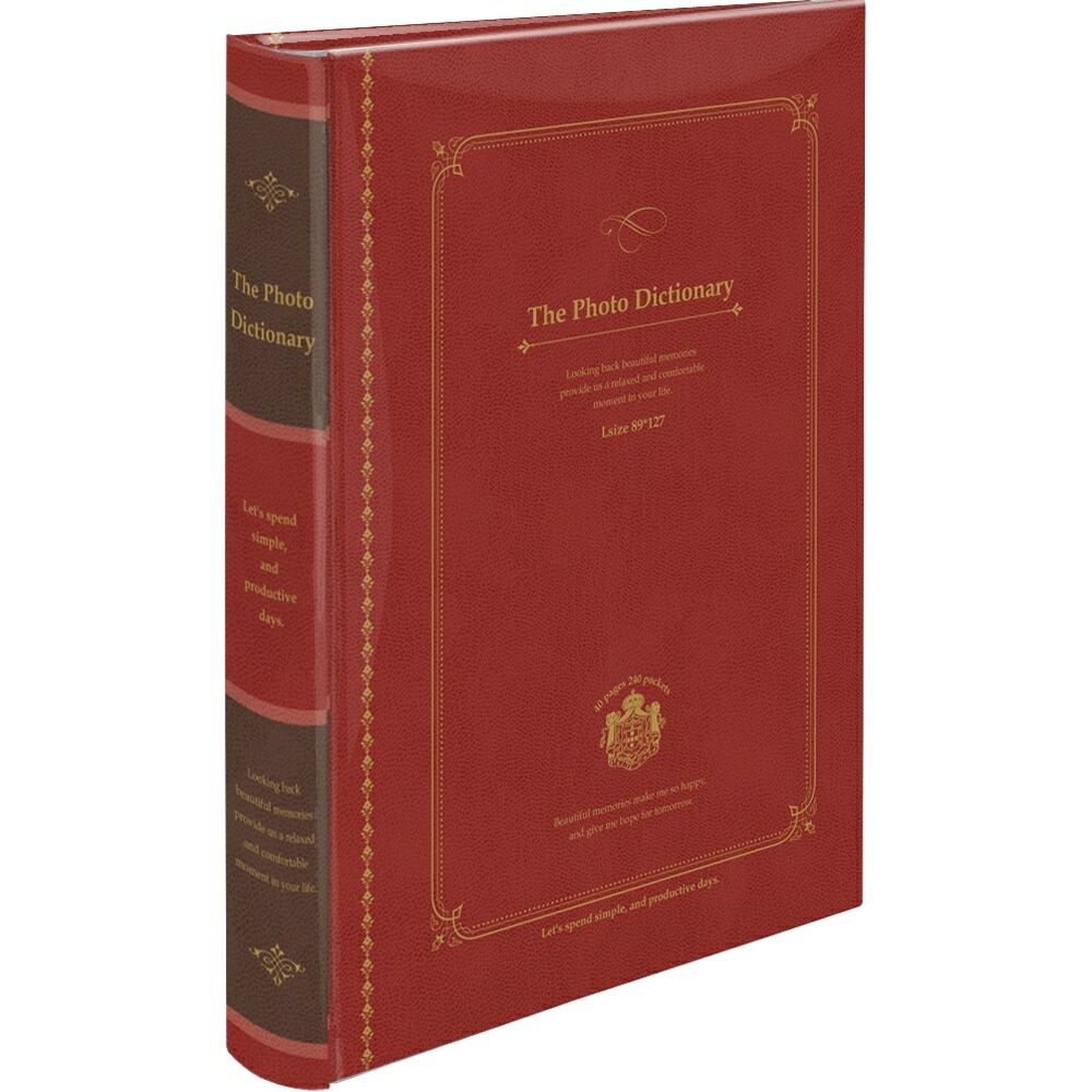 （まとめ買い）背丸ブック式/ポケットアルバム L判3段240枚 フォトディクショナリー レッド BPL-240-2-R [x3]