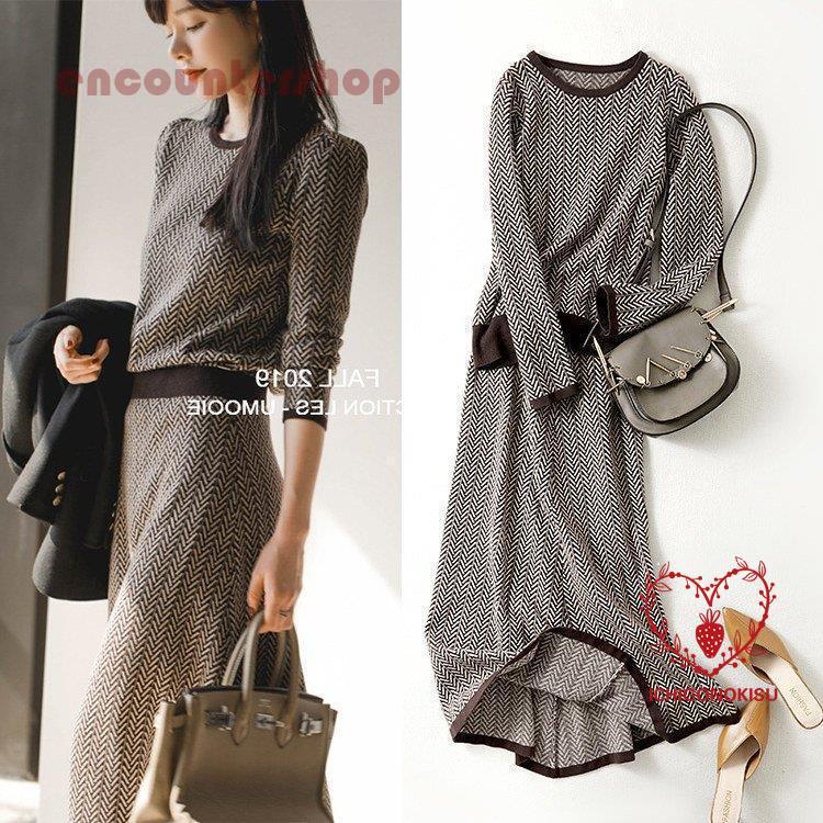 秋冬新作 セットアップ ニットワンピース レディース 40代 秋冬 膝丈 気質 ロング丈 セーター マキシワンピース きれいめ 上品 長袖 通勤 着痩せ 結婚式ドレス 大人セットアップ ニットワンピー