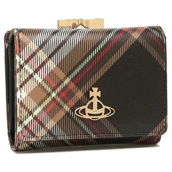 三つ折り財布 ダービー がま口 ブラウン ブラック レディース VIVIENNE WESTWOOD 51010018U S001K D101