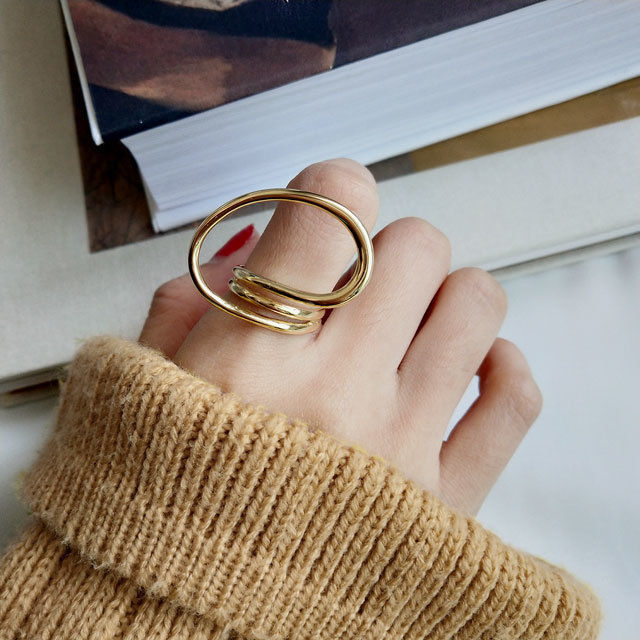 LavishGateリングSV925立体ツイストフープデザイン指輪ゴールド13号