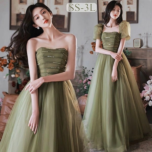 ドレス 大人 ピアノ 発表会 ロングドレス 演奏会 演奏会用ドレス ピアノ発表会 結婚式 高校生 パーティードレス 演奏会ドレス 母親 コンクール イブニングドレス ロング 袖付き フェミニン 大きい