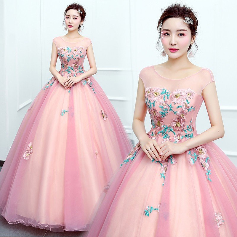 2021新品！カラードレス 演奏会 ロングドレス コンサート 披露宴 パーティードレス 発表会 ウェディング 二次会 サテンドレス 結婚式 ステージ衣装 ピンク