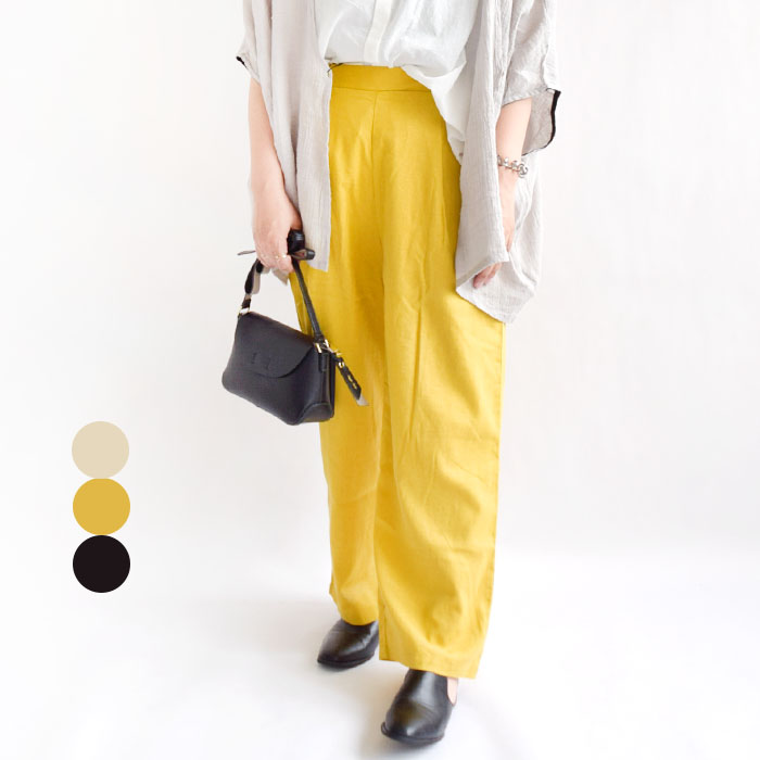 pu2le パズル ボトムス パンツ リラックスタックパンツ ソフトリネン混 レディース 春 夏 秋 冬 オールシーズン 全4色 フリーサイズ 4602415