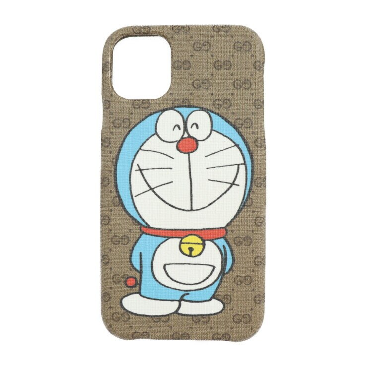 美品 GUCCI グッチ ドラえもん コラボ その他小物 647806 ミニGGスプリーム ベージュ エボニー iPhone11 スマホケース【本物保証】【中古】