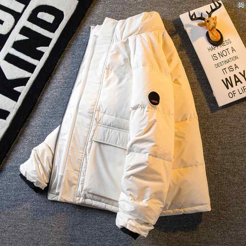 メンズ　ファッショオン　オシャレ　カジュアル　男性 冬 スタンドカラー 作業着 ショート ダウン ジャケット 厚手 暖かい ライト コットン 男性