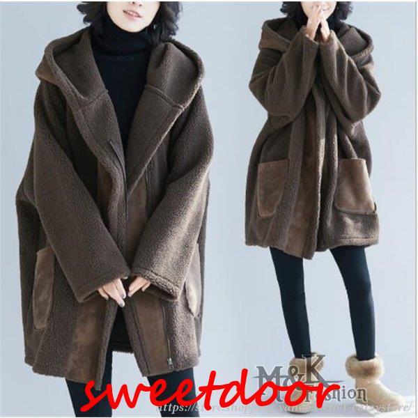 ムートンコート レディース アウター ムートン ロング丈 長袖 コート フェイクファー フード付き ゆったり 大きいサイズ 防寒 暖かい ふわふわ 秋物 新作